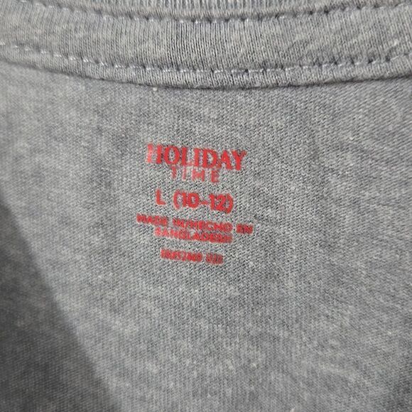 Boys 10/12 Christmas Shirt Santa Skeletons Dancing Floss Dance Backpack Kid Gray - Picture 6 of 9